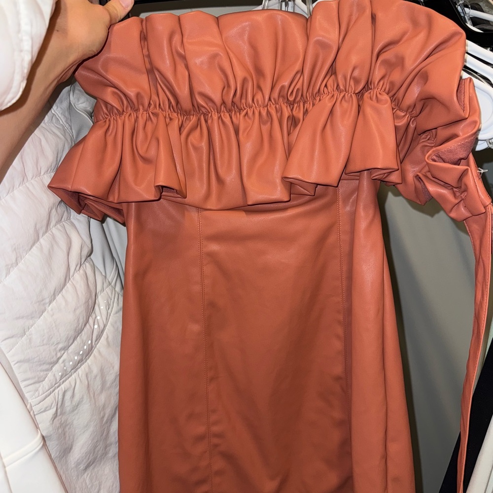 Lavish Orange Off-Shoulder Puff Sleeve Mini Dress